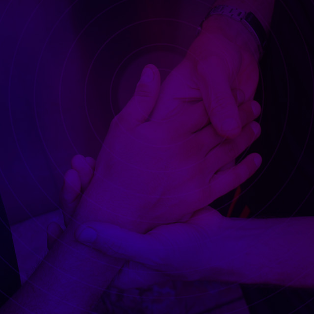 Hands meeting in a touch exercise