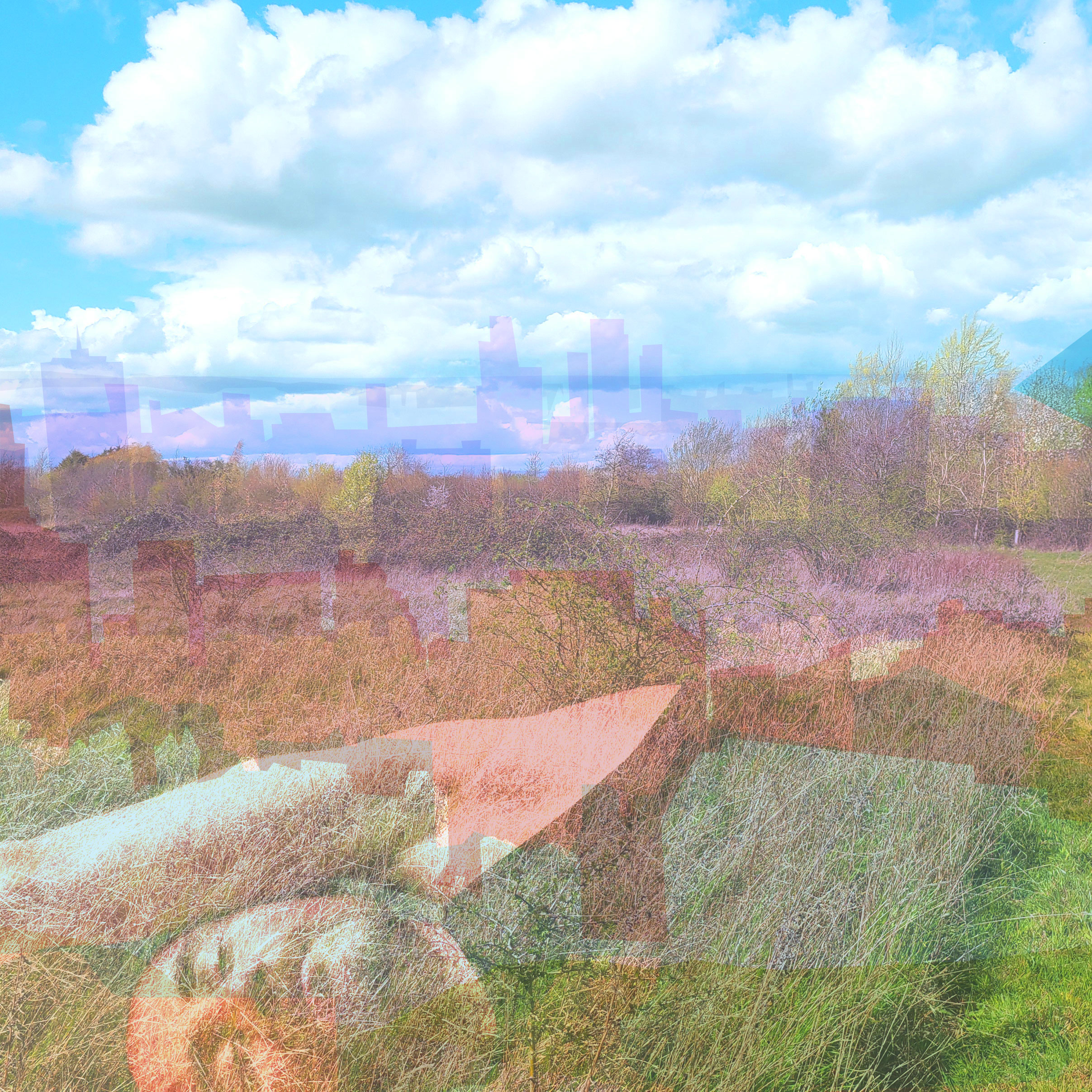 Pastel cityscape artwork used in Jamie's visual identity